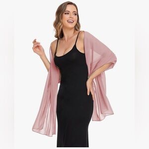 Womens Chiffon Shawl and Wrap Dusty Rose